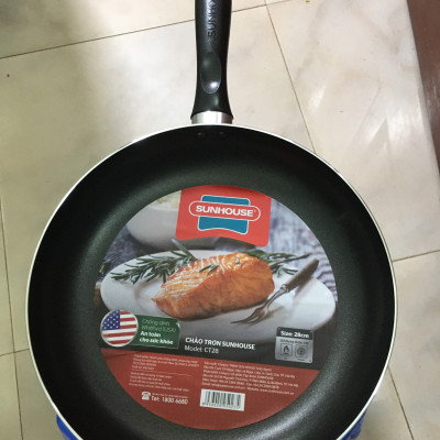 Chảo chống dính trơn SUNHOUSE Size 18-30cm CT18 CT20 CT24 CT26 CT28 CT30 chống dính Whitford (USA) cao cấp, không dùng bếp từ - Hàng chính hãng