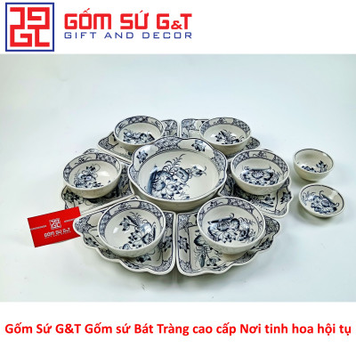 Bộ đồ ăn mặt trời vẽ sen tràm Gốm Sứ G&T