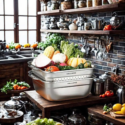 Set 3 Hộp Hút Chân Không Kèm Rổ Vuông Keller hàng chính hãng