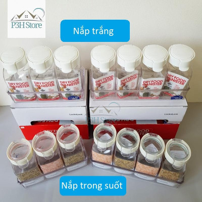 Bộ hộp đựng gia vị thực phẩm khô Lock&Lock kèm khay HTE500S3 HTE500S4