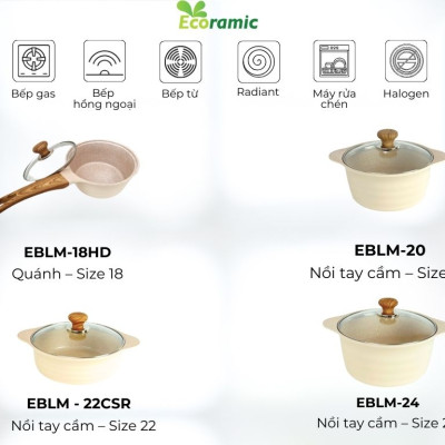 [Tặng nồi chiên không dầu] Bộ 4 Nồi Chảo Chống Dính Đáy Từ Cao Cấp (Nồi 20,24cm, Chảo 20,24cm)