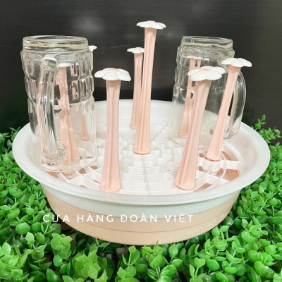 Khay úp ly, khay úp cốc 8 nhánh để ly - Tháo ráp tiện lợi, nhựa C.Lượng chống bám bẩn 28 cm. Chuyên phục vụ Sp Gia dụng,
