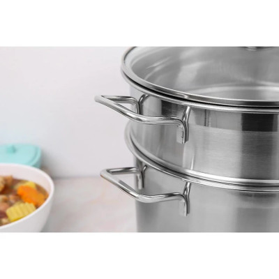 BỘ NỒI XỬNG HẤP INOX  28CM VÀ 30CM 2 TẦNG VUNG KÍNH CƯỜNG LỰC