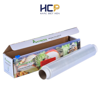 Hộp Màng Bọc Thực Phẩm PE SATIS 30cm x 100m Không Chứa Chất Phụ Gia Gây Hại Sức Khỏe Dùng Được Cho Lò Vi Sóng