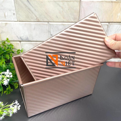 BÁNH MÌ SANDWICH vân GỢN SÓNG mẫu mới SIÊU ĐẸP C.Lượng. Khuôn bánh mì gối Thép CARBON chống dính màu VÀNG SANG TRỌNG. Ch