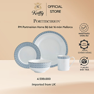 Portmeirion Home Bộ bát 16 món Mallorca Nhập khẩu Anh Quốc