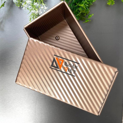 BÁNH MÌ SANDWICH vân GỢN SÓNG mẫu mới SIÊU ĐẸP C.Lượng. Khuôn bánh mì gối Thép CARBON chống dính màu VÀNG SANG TRỌNG. Ch