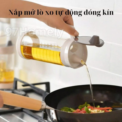 Bình Thủy Tinh Rót Dầu Ăn/Nước Mắm Có Vòi & Phễu Tích Hợp – Dung Tích 500ml – Chai Đựng Gia Vị Thông Minh, Chịu Nhiệt, Có Vạch Chia- HÀNG CHÍNH HÃNG MINIIN