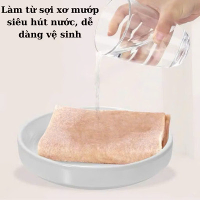 Set 10 Khăn Lau Xơ Mướp Làn Bếp, Bát Đũa Sạch Sẽ, Lau Sạch Vết Bẩn Dầu Mỡ - HÀNG CHÍNH HÃNG MINIIN