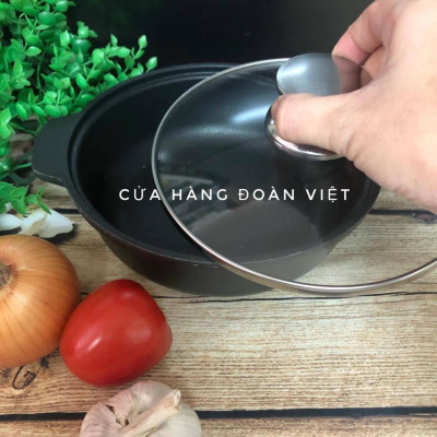 Nồi nhôm chống dính C.Lượng 18 cm - Kho thịt cá, cơm chiên, mì cay, om, kho tộ …Tiện ích cho gia đình, chuyên nghiệp. Ch