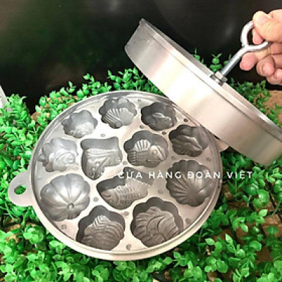 Khuôn Bánh Bông Lan, Bánh Thuẩn - Gang dày C.Lượng loại 12 bánh - Khuôn Loại 1, Nặng 1800g. Chuyên phục vụ Sp Gia dụng,