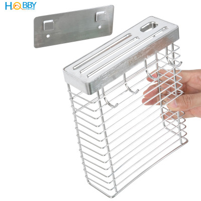 Kệ để dao kéo có móc treo khăn inox 304 dán tường Hobby home decor TD1