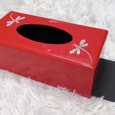 Hộp đựng khăn giấy chữ nhật sơn mài cao cấp Thanh Bình Lê đựng giấy để trong phòng khách hay nhà ăn, đẹp mắt và sang trọng