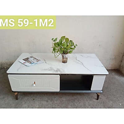 Bàn trà sofa Tundo mặt đá nhập khẩu vân xám
