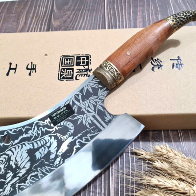 DAO BẾP - DAO THÁI CHẶT HOA VĂN HỔ MÃ A4 DT150 NT topcomshop vn