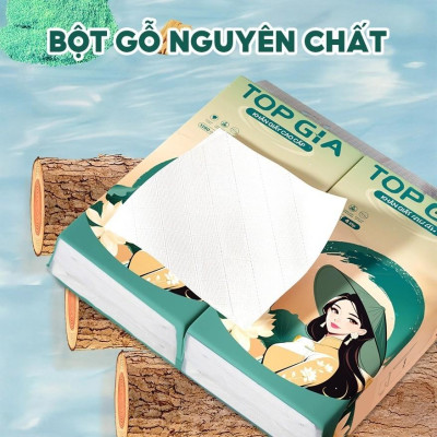 giấy treo tường TopGia giagia, đa sắc,3 màu,sắc việt,chữ C Khăn giấy cao cấp 4 lớp làm từ bột gỗ nguyên chất
