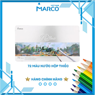 Hộp Bút Chì Màu Nước Chuyên Nghiệp Marco Raffine 7120 Kèm Cọ, Hộp Thiếc - 72 Màu Không Dễ Gãy Tô Màu Vẽ Chuyên Nghiệp