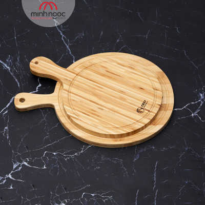 [Chính hãng] Thớt tre Chef Studio hình tròn có tay cầm 40x30x1.5cm, MSP-CB43. Cắt, thái rau củ, dùng decor, bày trí.