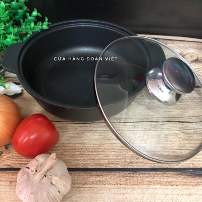 Nồi nhôm chống dính C.Lượng 18 cm - Kho thịt cá, cơm chiên, mì cay, om, kho tộ …Tiện ích cho gia đình, chuyên nghiệp. Ch