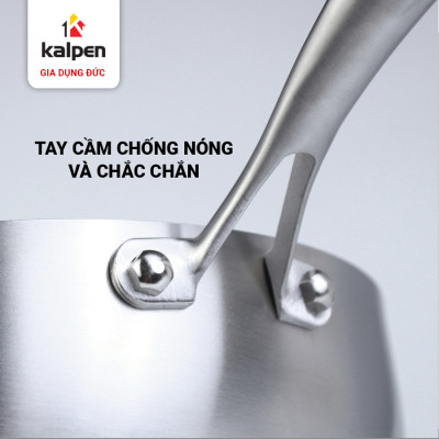 Chảo sâu lòng Inox 304 đúc liền khối 3 lớp miệng rót Kalpen Zenger 28cm, bảo hành 5 năm