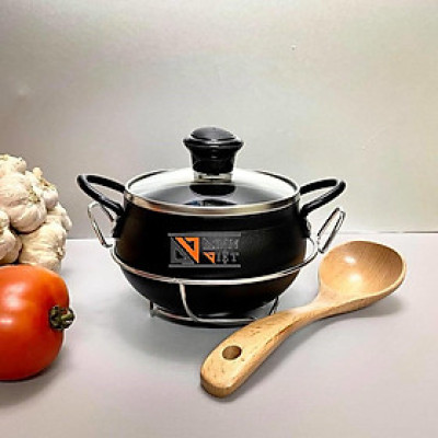 Thố Nồi cơm niêu mẫu MỚI - HỢP KIM NHÔM VÂN ĐÁ CHỐNG DÍNH [tặng ĐẾ LÓT INOX+ MUỖNG GỖ CAOCẤP]. Dùng KHO QUẸT, CƠM CHÁY.