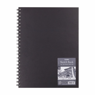 Sổ vẽ phác thảo giấy trơn Sketch Book A4/ A5+ 50 tờ 150GSM;  764/ 762 gáy lò xo bìa bồi dầy đẹp màu đen tạo sự mới lạ