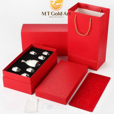 Bộ Bình Ly Sứ Pha lê Swarovski Đúc Vàng Lá hoạ tiết hoa mai MT Gold Art- Hàng chính hãng, trang trí nhà cửa, quà tặng dành cho sếp, đối tác, khách hàng.