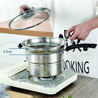 [Hàng Chính Hãng]Nồi Chiên Ngập Dầu Kết Hợp Hấp Đa năng, Có Xửng Hấp Và Khay Chiên, Nồi Hấp Lòng Inox 3 Lớp Chống Ăn Mòn