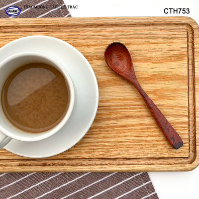Thìa Cà Phê, muỗng pha trà, gỗ Trắc/Cẩm (HAHANCO) Chuôi uốn lượn sóng/Độc đáo - CTH753