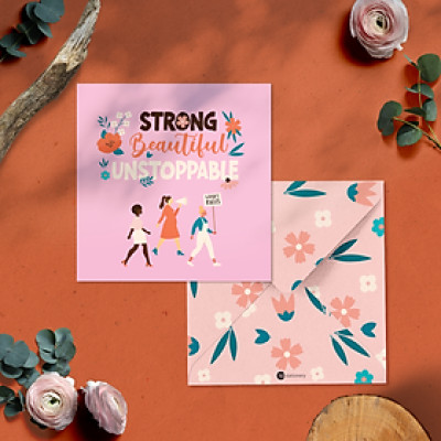 Thiệp mừng phụ nữ 8/3, 20/10, SDstationery Unstoppable, trẻ trung tươi tắn, vuông 12x12 cm