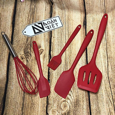 Dụng cụ làm bánh, nấu ăn - Bộ Cọ Vét Silicon 5 Món C.Lượng, Chịu Nhiệt Chất lượng. Chuyên phục vụ Sp Gia dụng, Khuôn làm