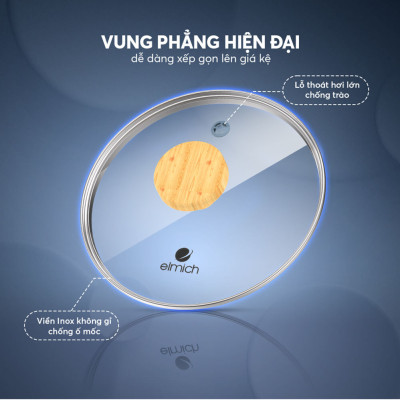 Bộ nồi chống dính vân gỗ Elmich Nature EL-5206MG04 size 18, 20, 24 chảo 26cm