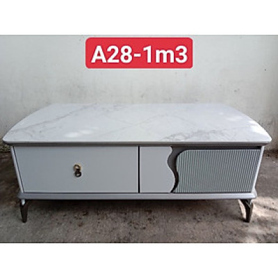Bàn trà sofa Tundo mặt đá nhập khẩu màu trắng vân xám