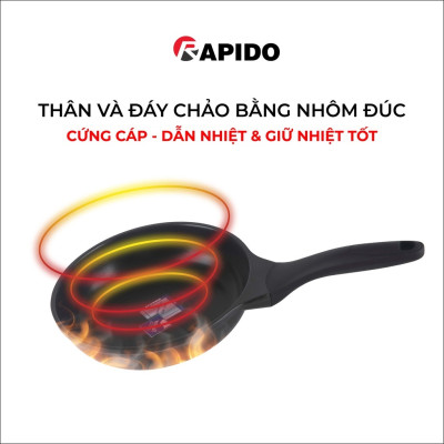 Chảo từ Rapido size 20 đáy phẳng Teflon RP20-RF chống dính, giữ nhiệt - Hàng chính hãng