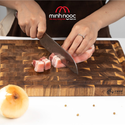 [ Hàng chính hãng ]Thớt gỗ keo (Acacia) Chef Studio chữ nhật size 25 x 35 x 2.5cm, Dùng bằm, thái, trưng bày thực phẩm