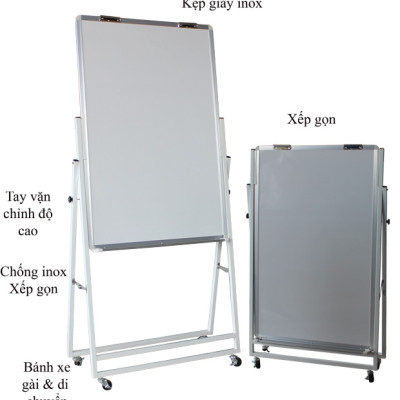Bảng Flipchart chân gấp 60x100cm-Mặt bảng trắng không ô ly-bảng giá rẻ BAVICO