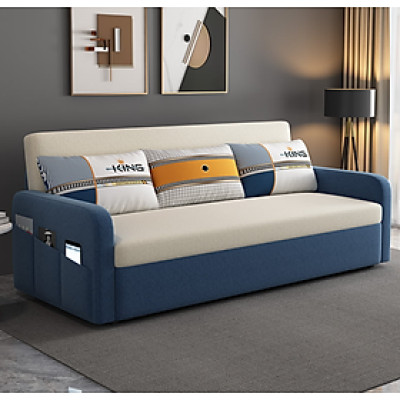 Sofa giường đa năng hộc kéo HGK-03 ngăn chứa đồ tiện dụng Juno Sofa KT 1m8 phối trắng xanh 