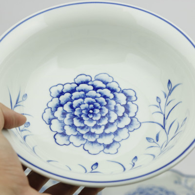 Bộ Đồ Ăn Hoa Mặt Trời Bát Tràng Men Ngọc -Khử Chì Và Kim Loại Nặng - Hoa Phù Dung Vẽ Tay-55cm