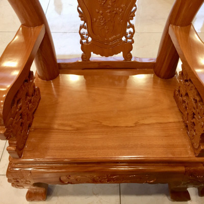 Bộ bàn ghế chạm đào tay rồng gỗ gõ đỏ tay 10