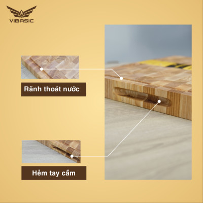 Thớt gỗ Tần Bì cao cấp chính hãng tiêu chuẩn quốc tế vibasic 40x30x3.8cm thái băm chặt đa năng - Hàng chính hãng Bộ Quốc Phòng