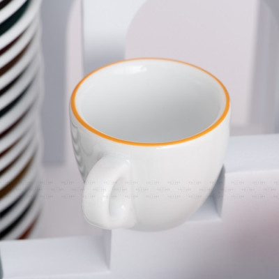 Bộ đĩa và ly sứ cà phê Ancap Cappuccino180ml vẽ tay lên viền