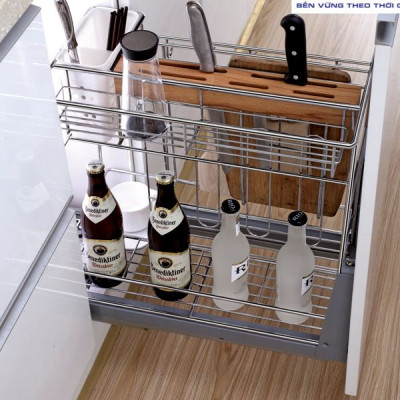 Giá đựng dao thớt Tundo DCT1620 nan vuông ray âm giảm chấn Boss R160 x C475 x S455 mm