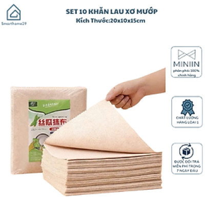 Set 10 Khăn Lau Xơ Mướp Làn Bếp, Bát Đũa Sạch Sẽ, Lau Sạch Vết Bẩn Dầu Mỡ - HÀNG CHÍNH HÃNG MINIIN