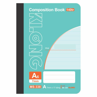 Sổ kẻ ngang may dán gáy Composition book KLONG A6 140 trang 58/92; MS: 338