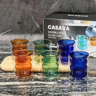 Set 6 cốc màu  2 lớp cách nhiệt Casava PODIUM 250ml Hàng chính hãng