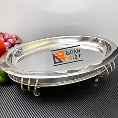 Dĩa Hột Xoài Inox C.Lượng Làm Bò Né, Bò Xào Bông Thiên Lý, Mực Né. . . Kèm Bếp Cồn Inox C.Lượng - Dụng Cụ Nhà Bếp, Nấu ă