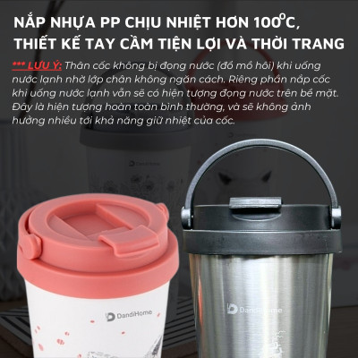 Cốc (Ly) cách nhiệt, giữ nhiệt DandiHome inox 304 (500ml)