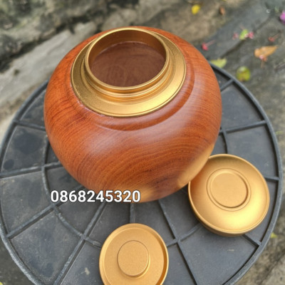 Hũ đựng trà ( chè ) bằng gỗ hương đá kt cao 18×14cm 