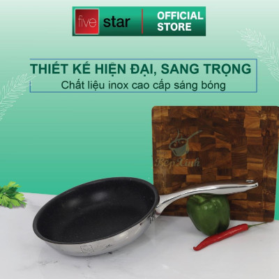 Bộ nồi và chảo chống dính vân đá inox 304 cao cấp Fivestar Plus 5 món nắp kính , dùng được mọi bếp