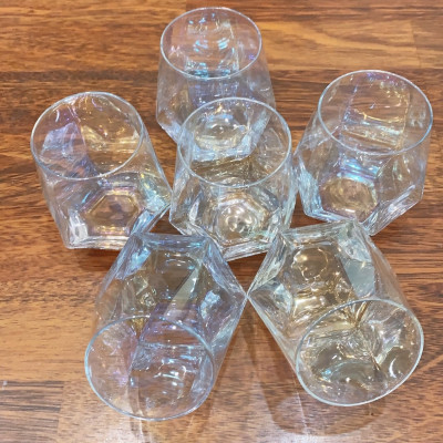 BỘ 6 CỐ THỦY TINH UỐNG NƯỚC VÂN KIM CƯƠNG MÀU ÁNH TRAI SANG TRỌNG - ANTH673